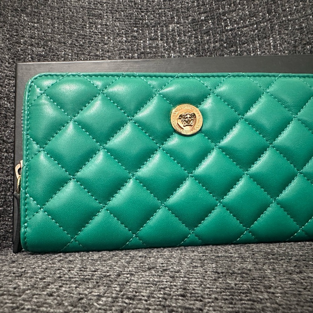 Versace Green Quilted Leather Wallet